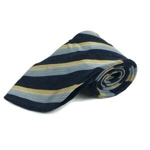 Robert Villini Mens Tie, Black Gold Stripped Silk